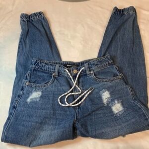 Bluenotes Denim Distressed XS Jeans. Elastic and Drawstring waist. EUC.